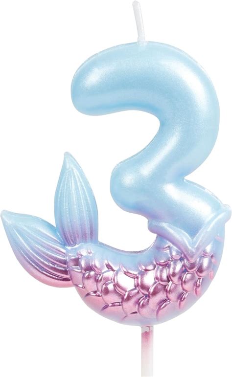 Velas de cumpleaños con números 3 decoraciones de cumpleaños de sirena