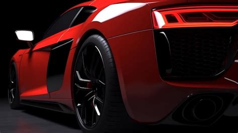 Premium Photo | A red audi r8 is shown in a black background.