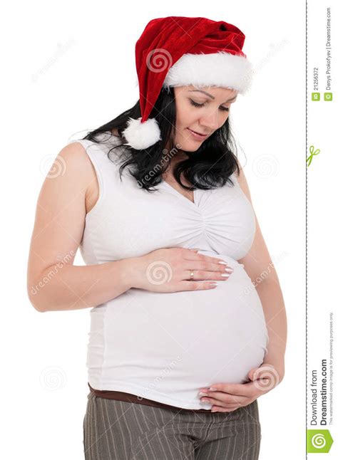 Pregnant Woman In Santa Hat Stock Photo Image Of Body Beautiful