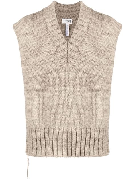 Maison Margiela Chunky Knit V Neck Sleeveless Jumper Farfetch