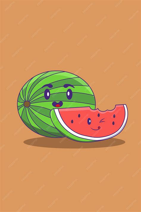 Desenho De Melancia Fofa - Ilustração de desenho animado de melancia fofa | Vetor Premium