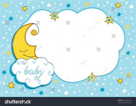 Moon Stars Baby Photo Frame Vector Vector De Stock Libre De Regalías