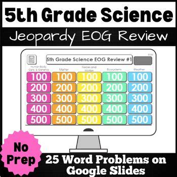 5th Grade Science Digital Jeopardy Game EOG Review Test Prep No Prep