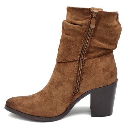 Botin Mujer Tacon Alto Ancho Hispaflex Antelina Cuero Cremallera