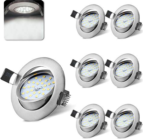 Gr4tec Lot De 6 Spot Led Encastrable Orientable 40° 6 X 5 W Spot Dimmable Led Extra Plat Lampe