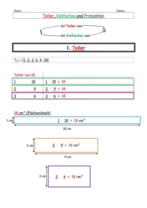 Mathe Teiler Vielfaches Primzahlen Zusammenfassung Unterrichtsmaterial Im Fach Mathematik