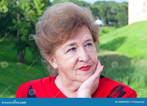 Closeup Portrait Of Smiling Elegant Senior Lady Stock Photo Image Of