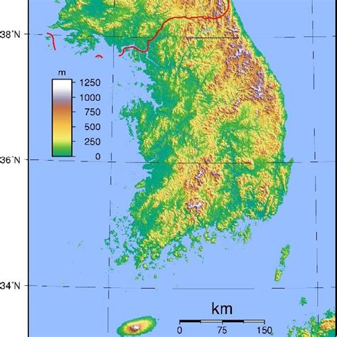 Topography Image Of The Republic Of Korea Download Scientific Diagram