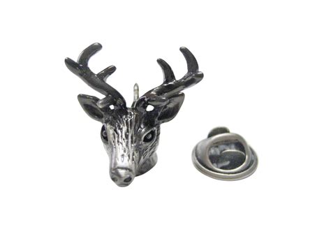 Gunmetal Toned Deer Head Lapel Pin In 2021 Lapel Pins Deer Head