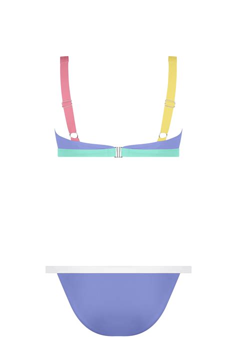 Designer Swimwear Colour Block Bikini Blue Violet
