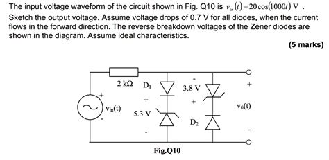 Solved The Input Voltage Waveform Of The Circuit Shown In Fig Q10 Is Vi T 20cos 1000t V