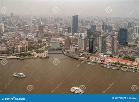 Wider View Of Wusong River Empties In Huangpu River At Park Shanghai