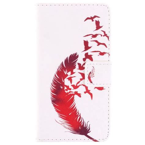 LEATHLUX Feather And Fly Birds Portefeuille PU Cuir Stand Housse Etui