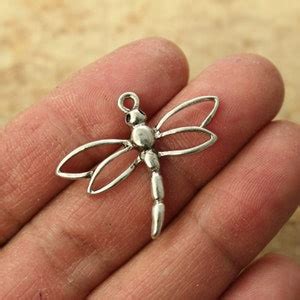 10 Dragonfly Charms Dragonfly Pendants Antiqued Silver Tone 25 Etsy