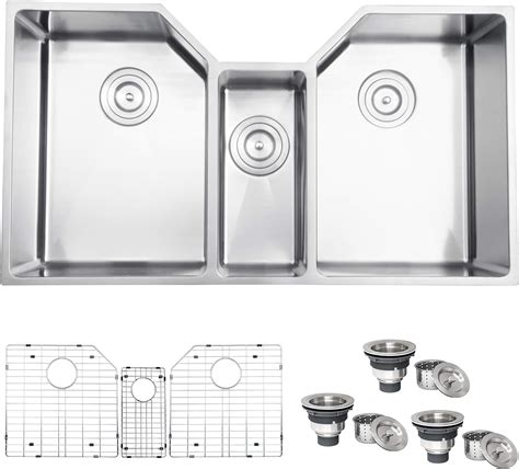 Kingsman Inch Zero Radius Design Gauge Undermount Triple Bowl