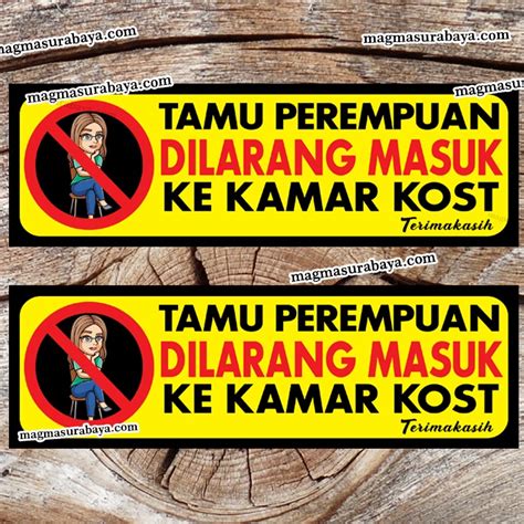 Jual Stiker Sticker Tamu Perempuan Dilarang Masuk Kekamar Kost Label