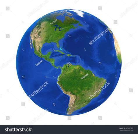 Earth Globe America View Isolated 3d Stock Illustration 687667582