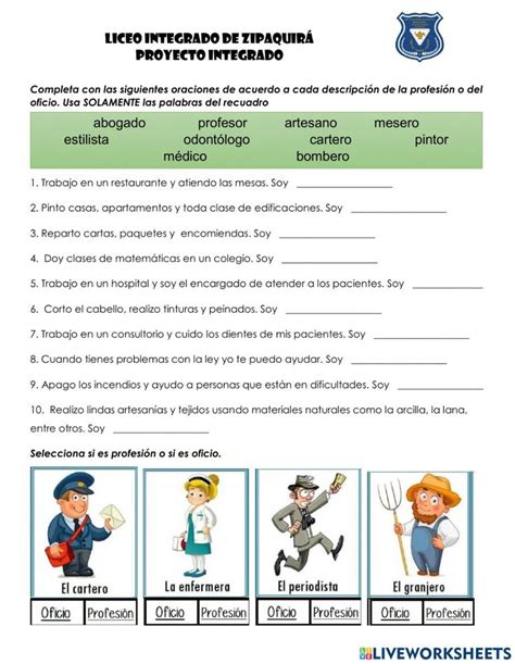 Profesiones Y Oficios Ciencias Sociales Worksheet Education