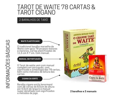 Tarô De Waite 78 Cartas Baralho Plastificado Tarot Cigano à venda em