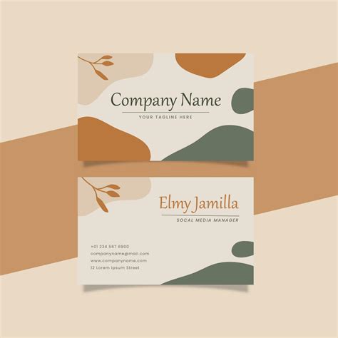 Printable Aesthetic Business Card Template Decorated With Orange Green