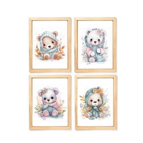 Kit Quadro Infantil Ursa Delicada Decorativo Quarto Menina Elo