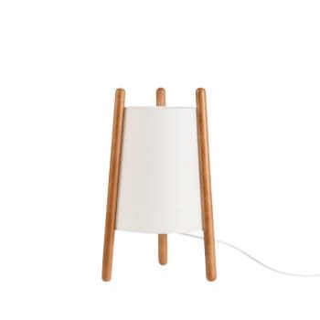 L Mpara De Mesa De Lino Blanco Y Madera Natural Maira Maisons Du Monde