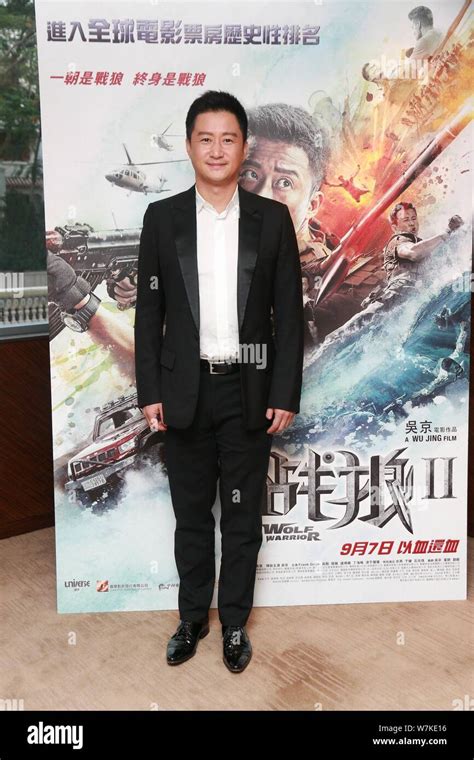 Chinese actor and director Wu Jing poses during a premiere event for his new movie "Wolf Warrior ...