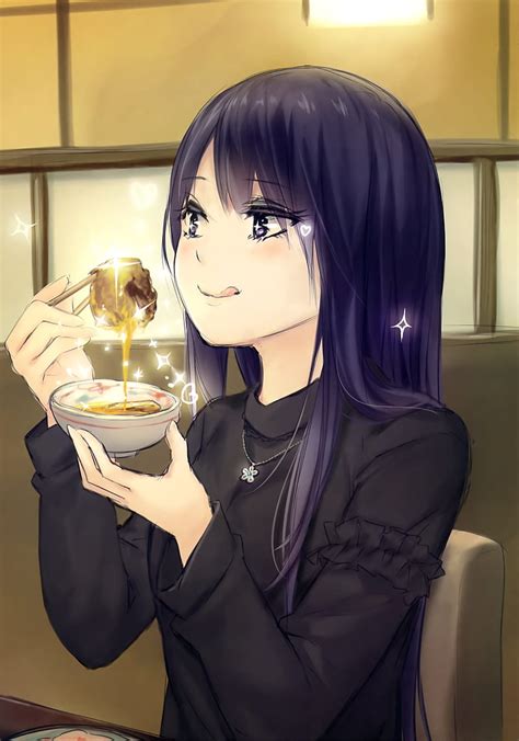 Shiramine Rika Coffee Kizoku Eating Long Hair Cute Anime Hd Phone