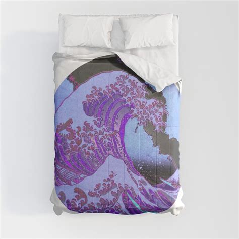 Great Wave Off Kanagawa Mount Fuji Eruption Embossed Look Comforter By Photography By Anthony