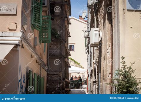 Narrow Street Of Stari Grad The Old Town Of Rijeka With Medieval