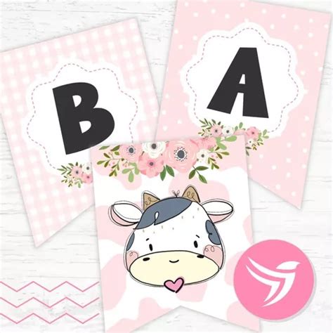 Kit Imprimible Decoración Candybar Vaca Lola Texto Editable en venta en