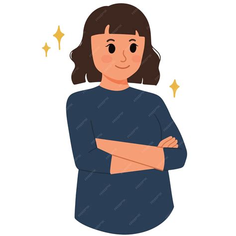 Mujer orgullosa de sí misma con ilustración de mano cruzada | Vector