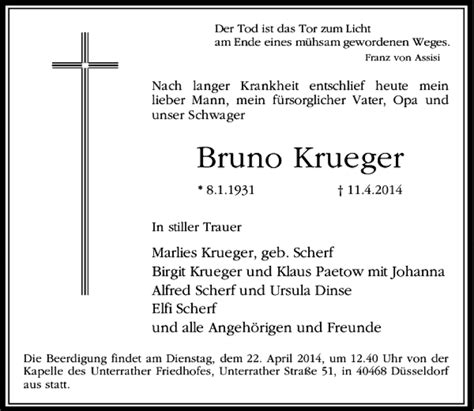 Alle Traueranzeigen F R Bruno Krueger Trauer Rp Online De