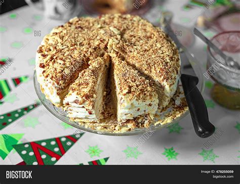 Cake Napoleon Cut Into Image And Photo Free Trial Bigstock