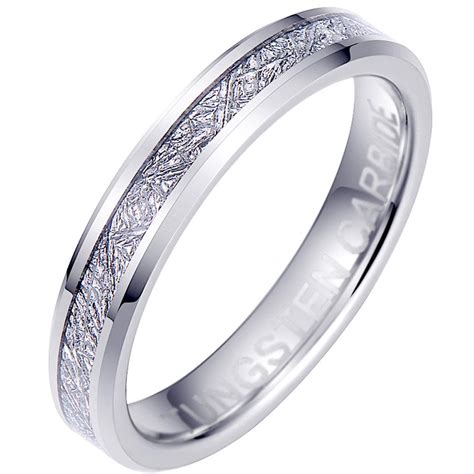 Mens Tungsten Carbide Silver Meteorite Wedding Band Eternity Ring