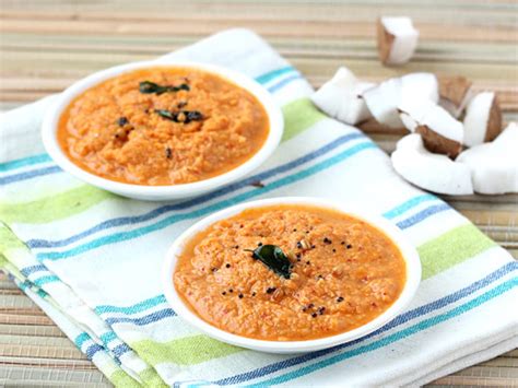 Red Coconut Chutney Recipe Kerala Style Coconut Tomato Chutney For