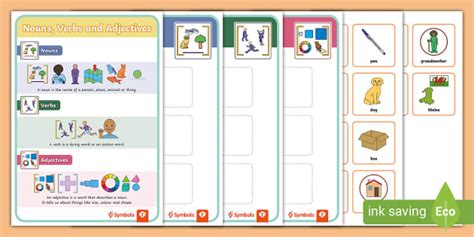 Twinkl Symbols Noun Verb Adjective Task Teacher Made