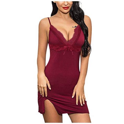 Ehqjnj Lingerie Plus Size Bodysuit Set Women Cotton Sleepwear V Neck