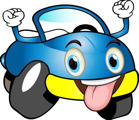 Funny Blue Colored Cartoon Car Stock Illustration - Illustration of ...