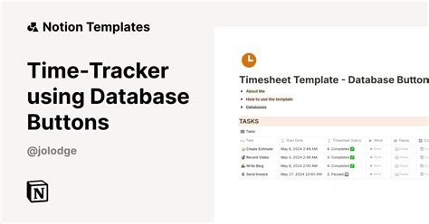 Time Tracker Using Database Buttons Template Notion Marketplace