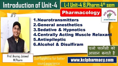 Introduction Of Unit L Unit Pharmacology I Youtube