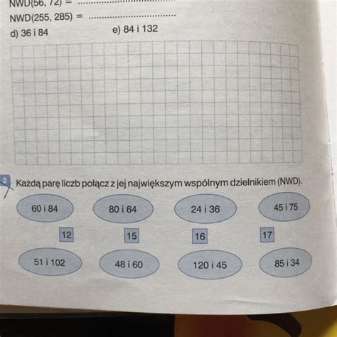 Każdą pare liczb pojąć z jej największym dzielnikiem NWD Brainly pl