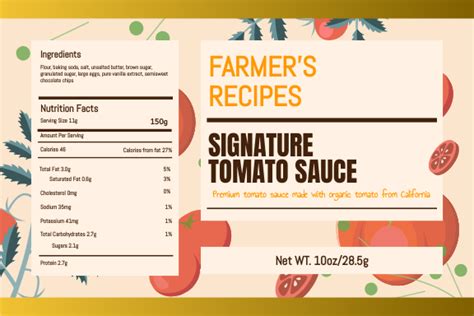 Organic Tomato Sauce Label Etiqueta Template