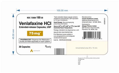 Dailymed Venlafaxine Hydrochloride Capsule Extended Release