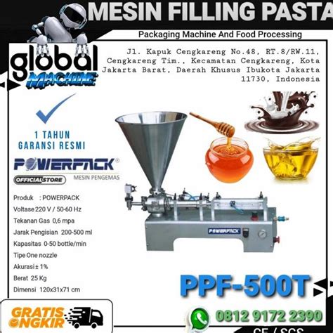 Jual MESIN FILLING PISTON MESIN PENGISI CAIRAN PASTA PPF 500T POWERPACK