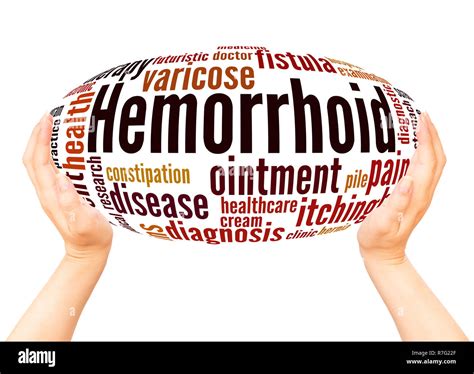 Hemorrhoid Word Cloud Hand Sphere Concept On White Background Stock