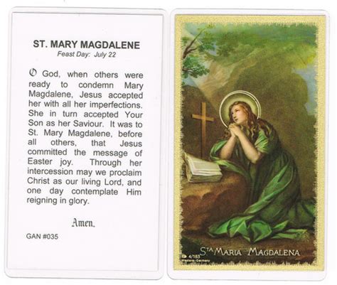 St Mary Magdalene Prayer Card Shield Of St Michael