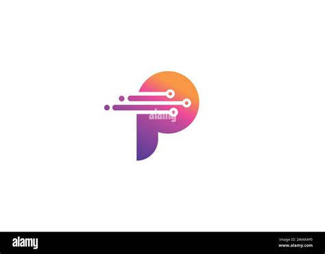 Letter P Technology Vector Monogram Logo Design Template Letter P