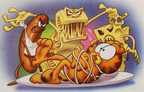 an image of garfield the cat playing with another cartoon character ...