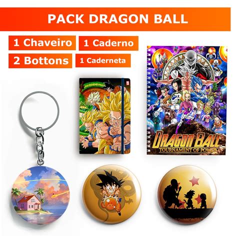 Kit Dragon Ball Caderno Caderneta Chaveiro Bottons Shopee Brasil